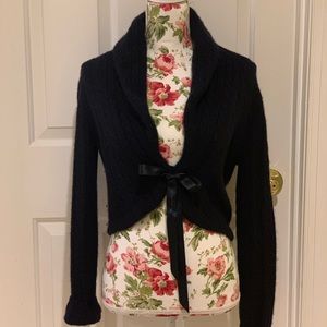 Ralph Lauren navy 100% cashmere shawl collar cropped cardigan - size Medium